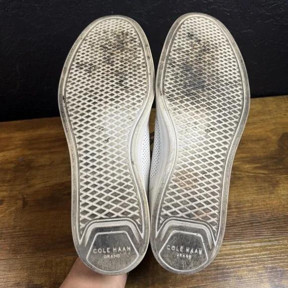 Cole Haan Grand Crosscourt White Leather Sneakers Mens 10.5 M C33987 Navy Trim - Picture 6 of 7